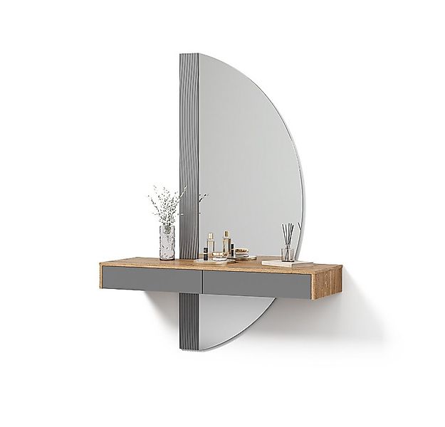 Livinity® Schminktisch Ascona, Grau/Eiche, 120 cm mit 2 Schubladen günstig online kaufen