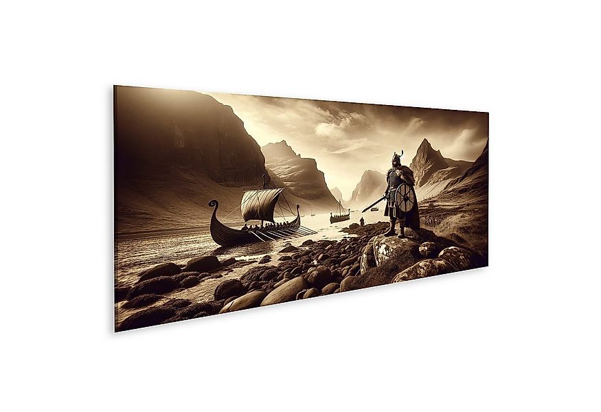 islandburner Leinwandbild SepIn a Wikinger: Krieger und Schiff in zeitloser günstig online kaufen
