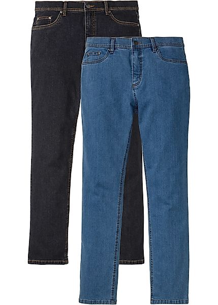 Regular Fit Stretch-Jeans, Straight mit recyceltem Polyester (2er Pack) günstig online kaufen