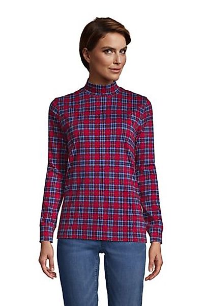 Stehkragen-Shirt Gemustert, Damen, Größe: L Normal, Rot, Baumwolle, by Land günstig online kaufen