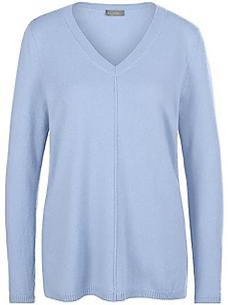 V-Pullover aus 100% Premium-Kaschmir Peter Hahn blau günstig online kaufen