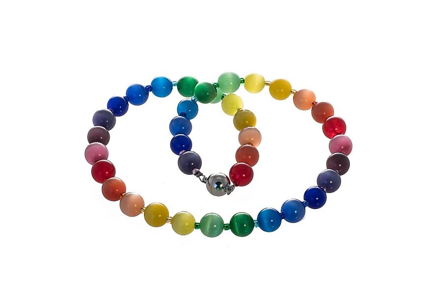 Bella Carina Perlenkette Regenbogen Kette mit Katzen Augen Glas Perlen, Reg günstig online kaufen