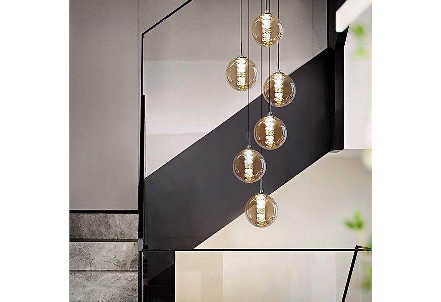 Nettlife Pendelleuchte G9 Pendelleuchte 3-flammig Bernstein/Grau Glas, Höhe günstig online kaufen