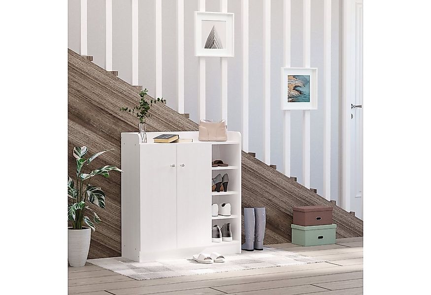 HOMCOM Schuhschrank Schuhregal Dielenschrank Highboard mit 4 Fächern (Kommo günstig online kaufen