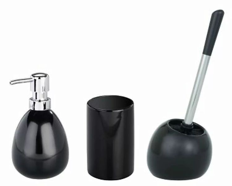 WENKO Bad-Accessoire-Set Polaris Black 3-teilig Keramik schwarz günstig online kaufen