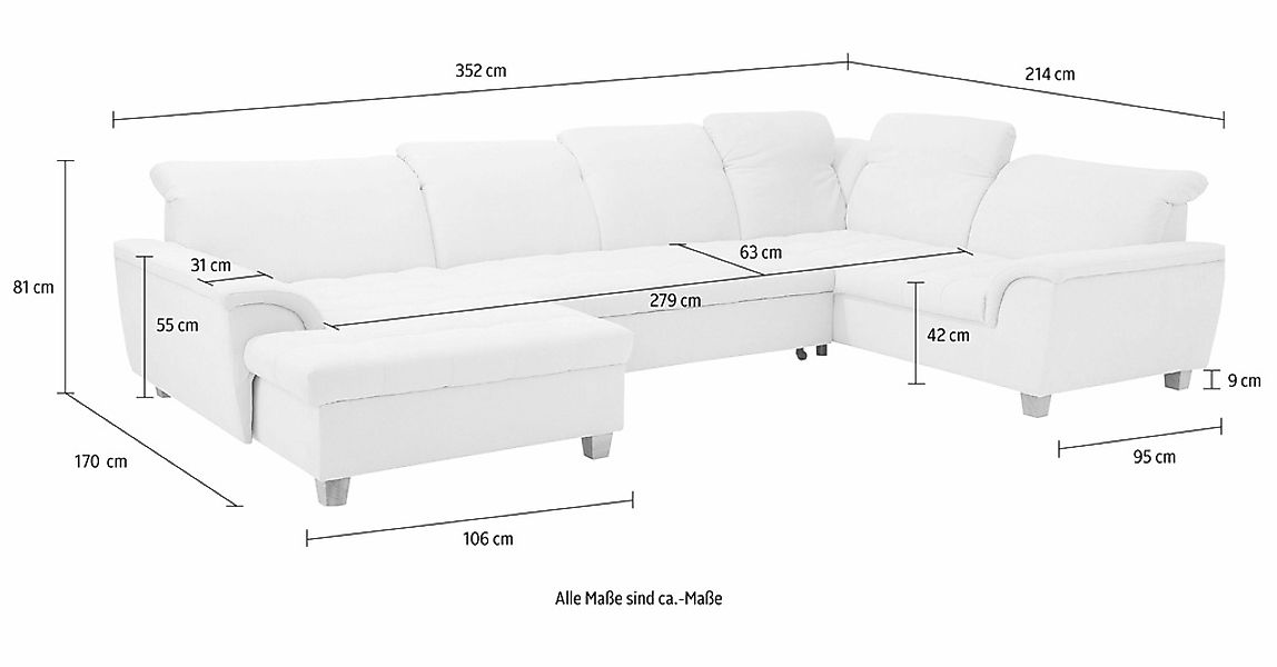 Home affaire Wohnlandschaft »Lyla U-Form«, wahlweise mit Rückenfunktion und günstig online kaufen