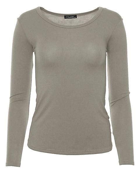 Muse Rundhalsshirt Basic Rundhals Langarmshirt Skinny günstig online kaufen