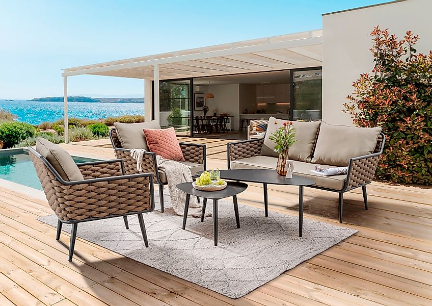 Destiny Gartenlounge-Set »RAVENNA« 1x 2er Sofa, 2x Sessel, 2x Tisch, inkl. günstig online kaufen