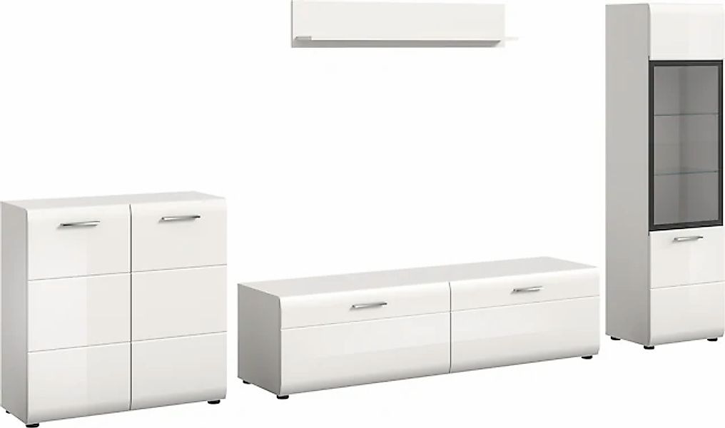 INOSIGN Wohnwand »FLORENZ, 4-teilige Wohn-Kombination, hochwertige MDF-Fron günstig online kaufen