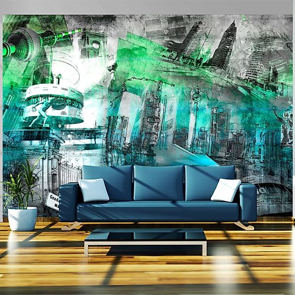 Fototapete - Berlin - Collage (grün) günstig online kaufen