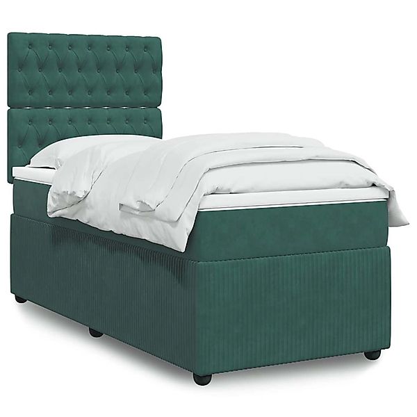 vidaXL Boxspringbett mit Matratze Dunkelgrün 90x200 cm Samt 3294547 günstig online kaufen
