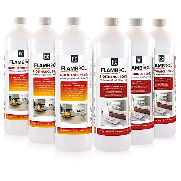 Höfer Chemie GmbH Bioethanol FLAMBIOL® Probierset 3x 1 L Bioethanol 96,6% + günstig online kaufen