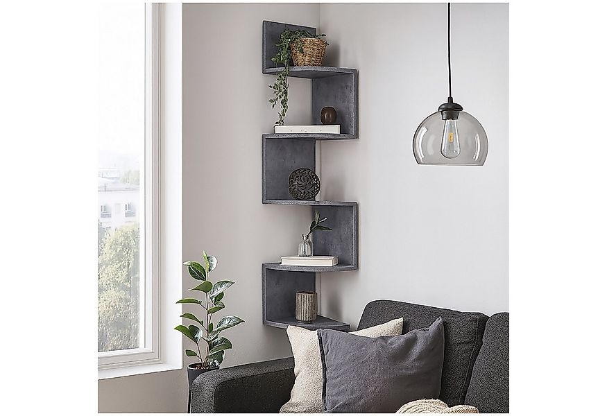 HTI-Living Wandregal Eckregal mit 5 Ablageflächern Thekla Beton, Stück 1-tl günstig online kaufen