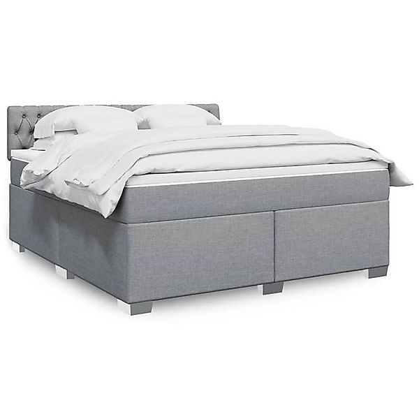 vidaXL Boxspringbett, Boxspringbett mit Matratze Hellgrau 180x200 cm Stoff günstig online kaufen