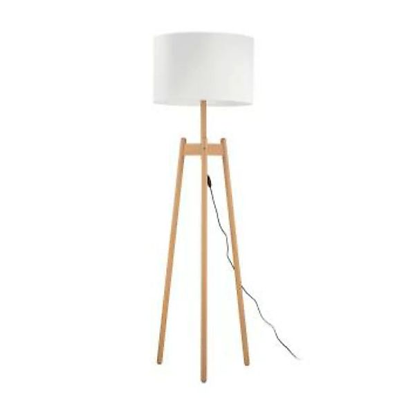 Stehlampe Stoffschirm Holzbeine 168 cm hoch Tripod günstig online kaufen