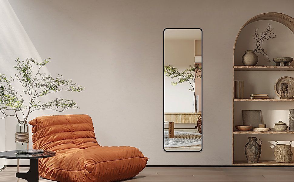 Boromal Standspiegel Wandspiegel Ganzkörperspiegel Schwarz Groß Flur 150x50 günstig online kaufen