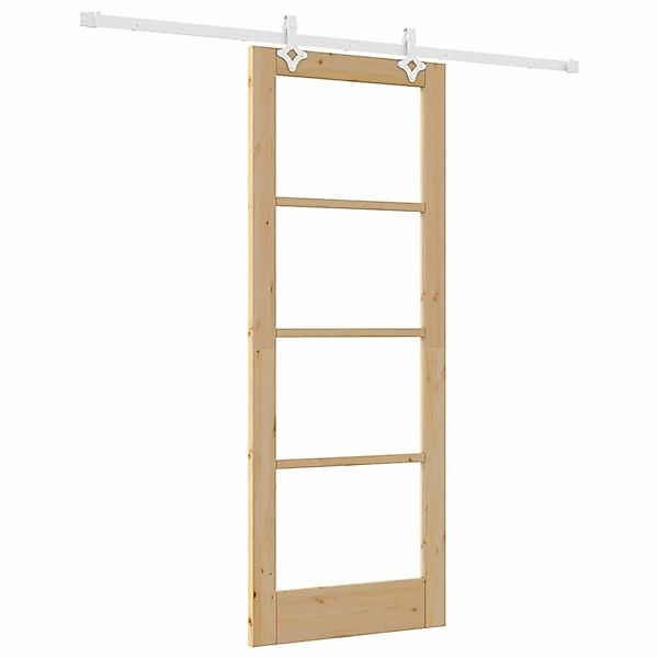 vidaXL Schiebetür Braun 78 x 202 cm Holz und Metall 3332243 günstig online kaufen