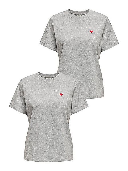 JACQUELINE de YONG T-Shirt 2er-Set Rundhals Kurzarn lockeres Baumwolle (2-t günstig online kaufen