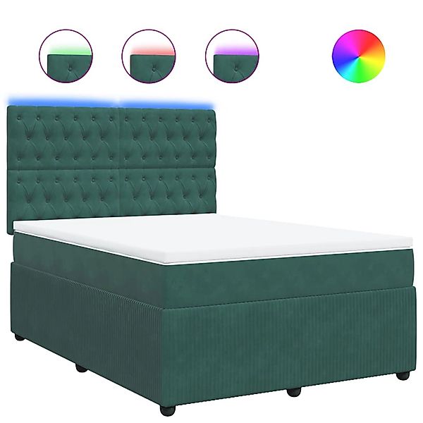 vidaXL Boxspringbett mit Matratze Dunkelgrün 140x190 cm Samt 3294643 günstig online kaufen