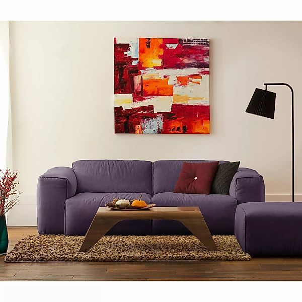 home24 Studio Copenhagen Sofa Hudson 2-Sitzer Violett Webstoff 228x71x102 c günstig online kaufen