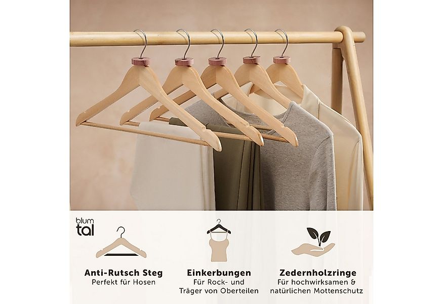 Blumtal Kleiderbügel Kleiderbügel Holz mit 360° drehbarem Metallhaken, (40- günstig online kaufen