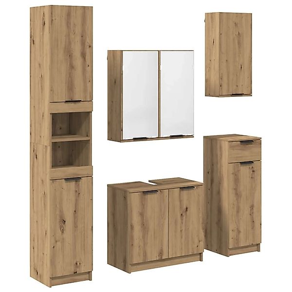 vidaXL Badezimmermöbel-Set mit Regal 5-Tlg Artisan-Eiche Holzwerkstoff 3415 günstig online kaufen