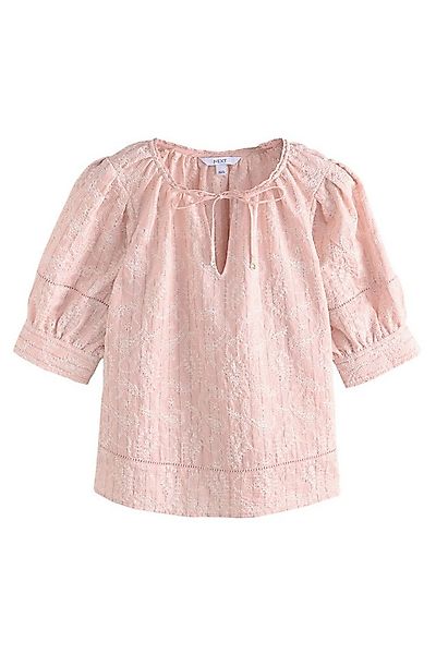 Next Kurzarmbluse Bluse, Stickerei, Bindeausschnitt + Paisleymuster (1-tlg) günstig online kaufen