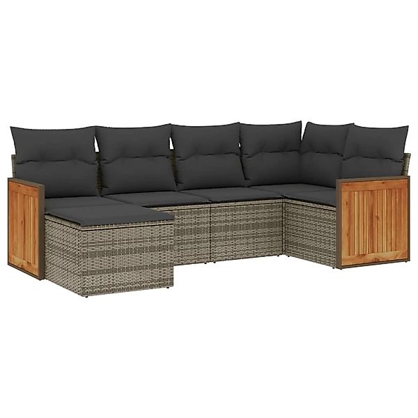 vidaXL 6-Tlg Garten-Sofagarnitur mit Kissen Grau Poly Rattan 3227859 günstig online kaufen