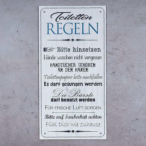 Levandeo® Wandbild, Wandbild 20x40cm Toilettenregeln Bad günstig online kaufen