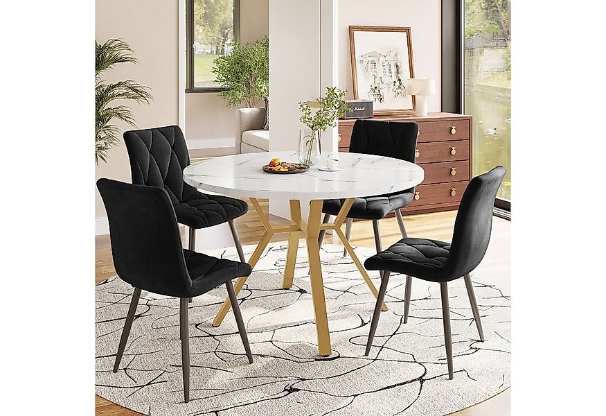 Flieks Essgruppe runder Esstisch mit 4 Stühlen Set, (Set, 5-tlg., 1 Tisch m günstig online kaufen