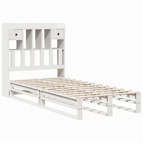 vidaXL Bett Massivholzbett mit Regal ohne Matratze Weiß 75x190 cm Kiefer günstig online kaufen