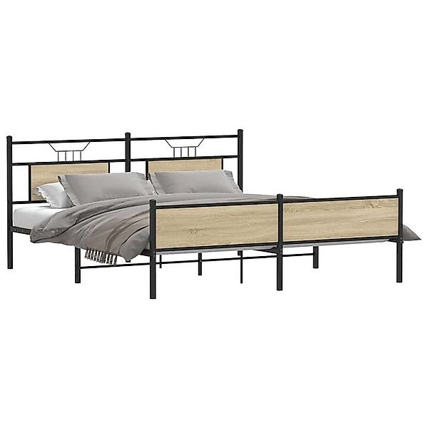 vidaXL Bett Metallbett ohne Matratze Sonoma-Eiche 160x200 cm günstig online kaufen