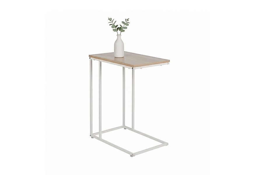 relaxdays Beistelltisch in C Form, Weiss-braun günstig online kaufen