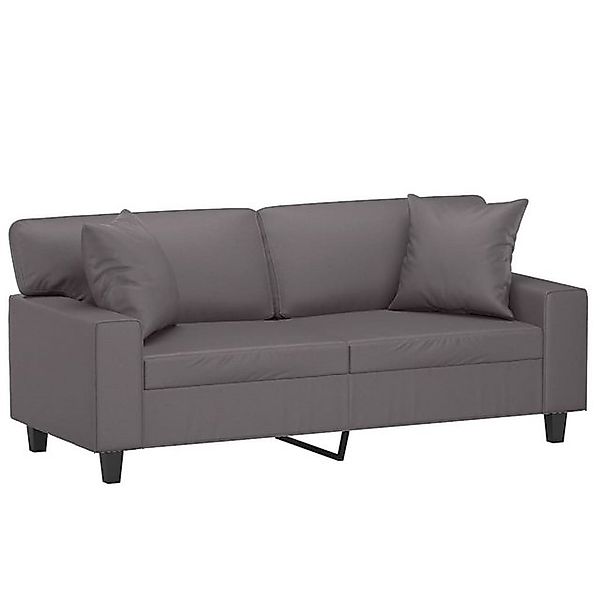 vidaXL Sofa 2-Sitzer-Sofa mit Zierkissen Grau 140 cm Kunstleder günstig online kaufen