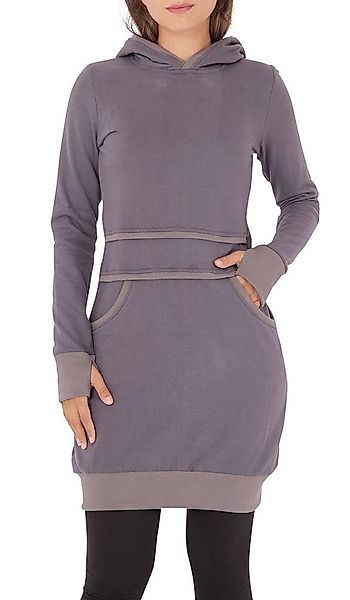 PUREWONDER Sweatkleid Kapuzenpullover-Kleid Hoodie Einfarbig dr19 Grau XL e günstig online kaufen