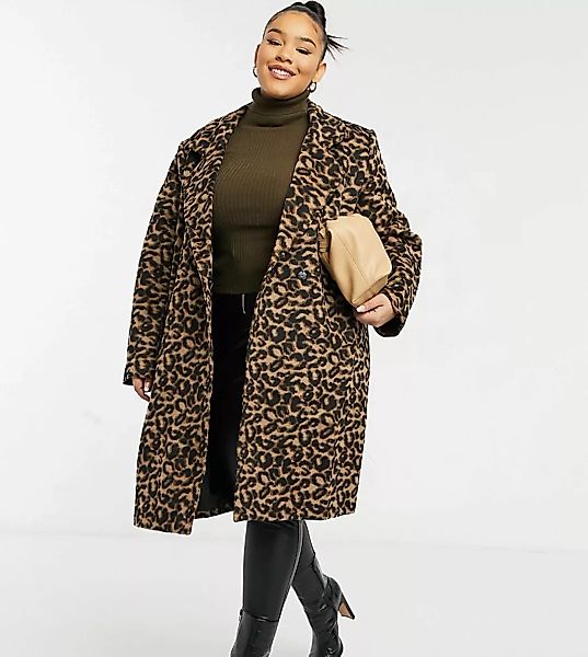 Wednesday's Girl Curve – Taillierter Mantel mit Leopardenmuster-Braun günstig online kaufen