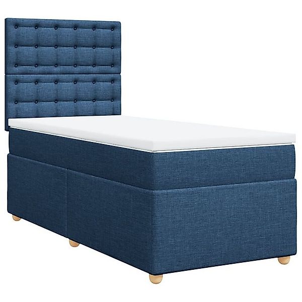 vidaXL Bett Boxspringbett mit Matratze Blau 90x190 cm Stoff günstig online kaufen