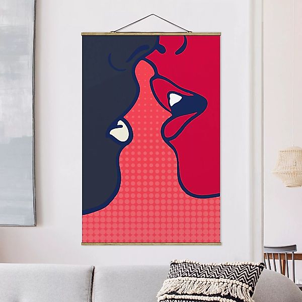 Stoffbild mit Posterleisten Pop Art Kiss günstig online kaufen