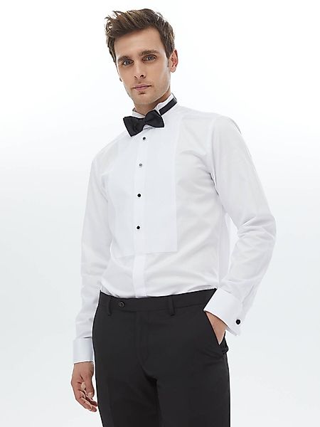 KİP Langarmhemd Weißes Slim Fit Doppel-Manschetten günstig online kaufen