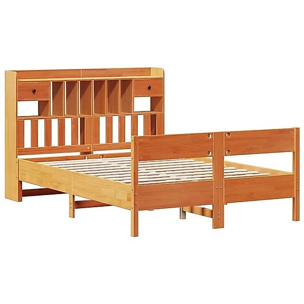 vidaXL Massivholzbett mit Regal ohne Matratze Wachsbraun 140x200 cm 3323028 günstig online kaufen