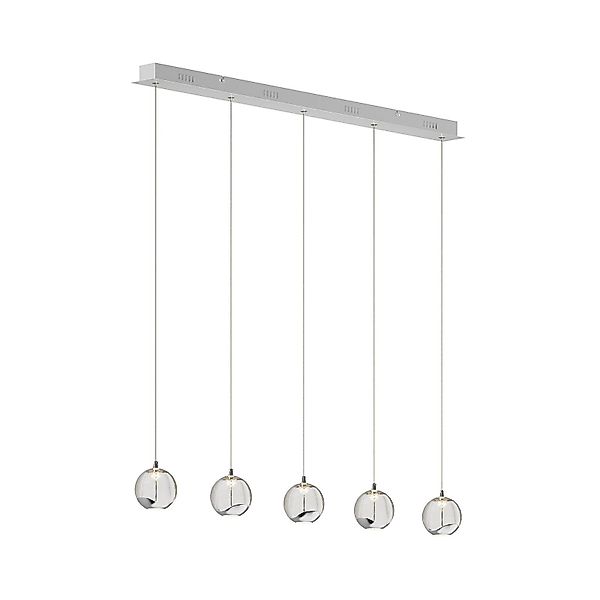 Lucande LED-Pendellampe Hayley, 96 cm, 5-flg., chrom, Glas günstig online kaufen