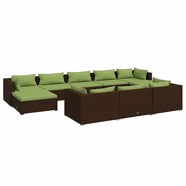 vidaXL 10-tlg Garten-Lounge-Set mit Kissen Braun Poly Rattan Modell 14 günstig online kaufen