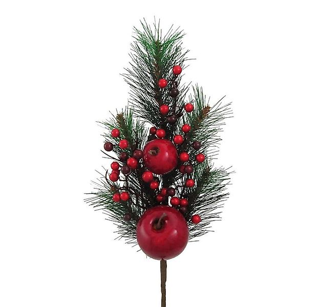 Kunstzweig Künstlicher MIX-TANNENZWEIG ca 55cm. mit roten ÄPFEL u. BEEREN, günstig online kaufen