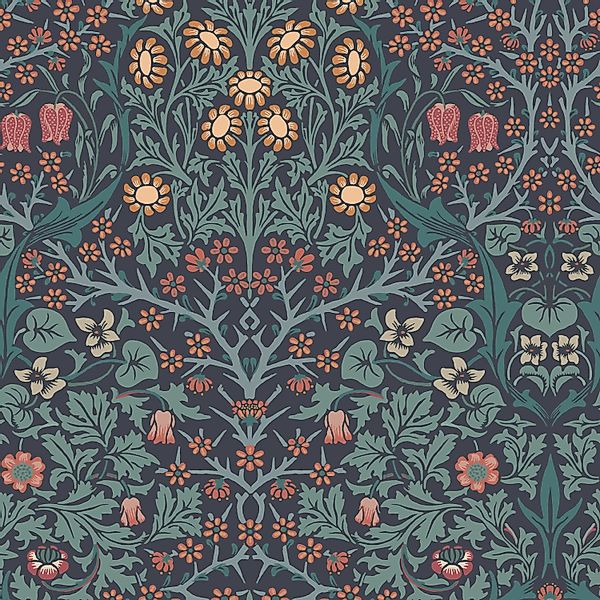 William Morris at Home Vliestapete Blackthorn 10 m x 52 cm Blau FSC® günstig online kaufen
