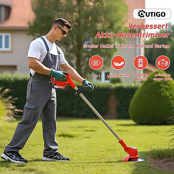 OUTIGO Akkurasenmäher Akku-Rasentrimmer, 15 cm Schnittbreite, günstig online kaufen