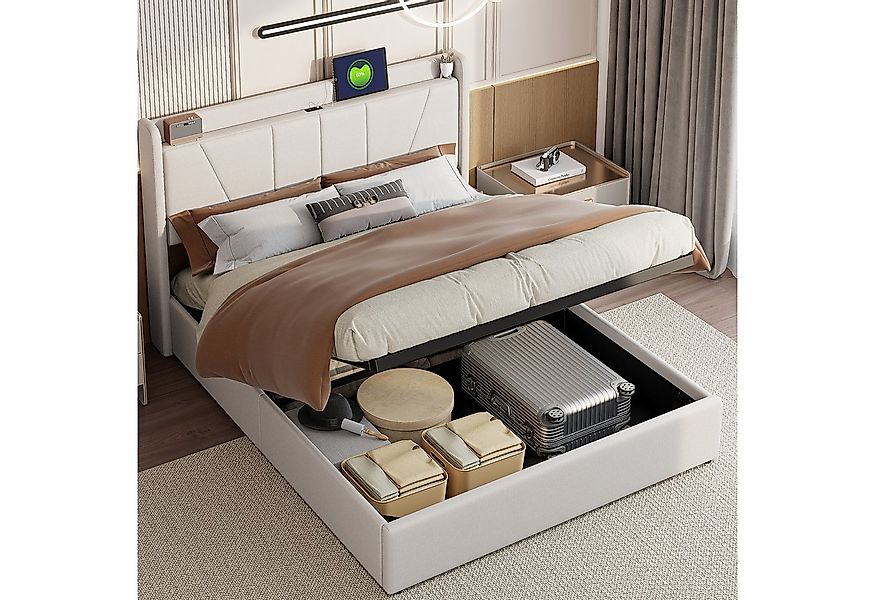 Furnishings Home Polsterbett Stauraumbett Doppelbett Mit Bettkasten (2 USB günstig online kaufen
