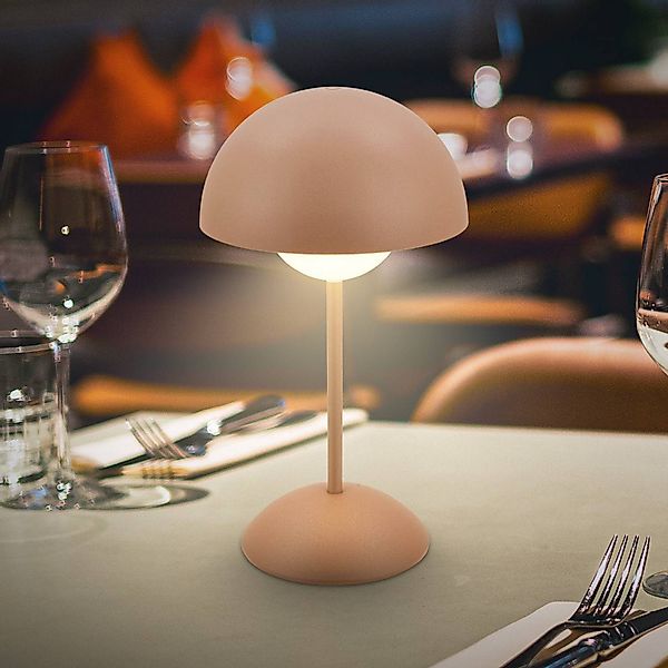LED-Akku-Tischleuchte Kugle, braun, Metall, IP44, dimmbar günstig online kaufen