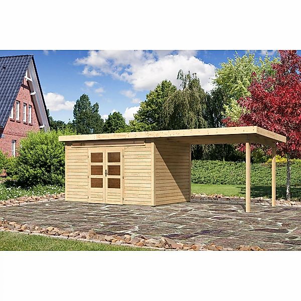 Karibu Holz-Gartenhaus Kumla 7 Natur Pultdach Unbehandelt 360 cm x 240 cm günstig online kaufen