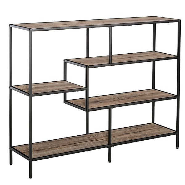 HOMCOM Standregal P2 Spanplatte Metall Helle Eiche 120 x 32 x 95 cm günstig online kaufen