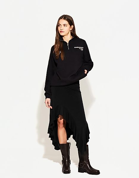 Bershka Midirock Mit Volants Damen Xl Schwarz günstig online kaufen